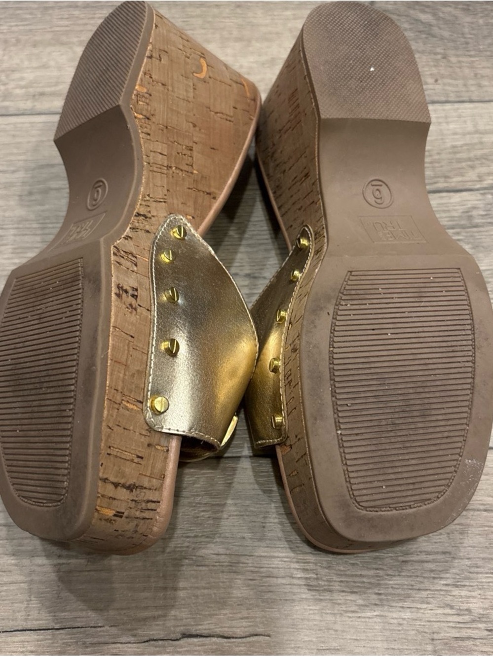 a new day Metallic Gold Cork Wedge Slide Mules